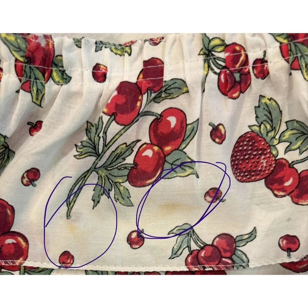 Vtg. Strawberry Apple Fruit Kitchen Cafe Curtains Valance Cottage Core Farmhouse